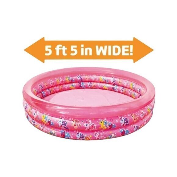Play‎ Day 3-Ring Inflatable Kiddie Pool Pink 55" Wide With Repair Patch For Ages - Picture 4 of 4